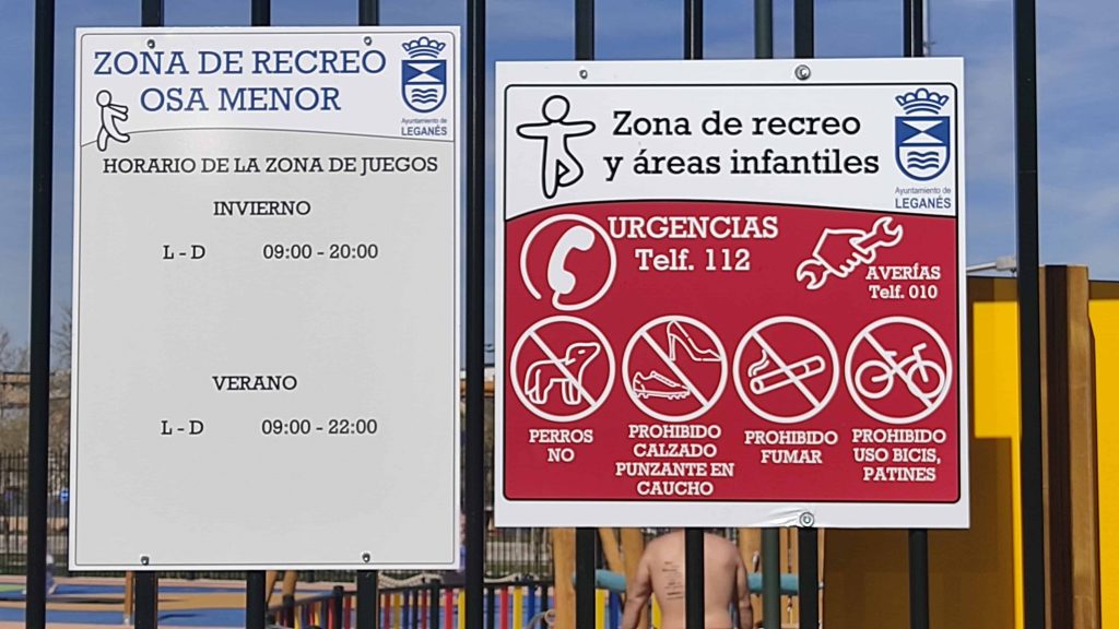 Cartel del Ayuntamiento de Leganés del nuevo Parque Osa Menor